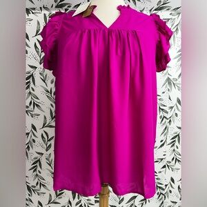 Fuchsia Ruffle Sleeve‎ Women's Maternity Elegant Top NWT 1XL 2XL 3XL Classic